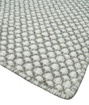 Flatwoven Dhurrie 8x10 and 9x12 Modern Checkered Gray and Ivory Wool Area Rug, Layering Rug | TRDCP832