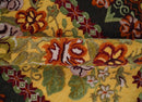 5x7 Flatwoven Black, Yellow And Green Flower Wool Hand Woven Antique Design Rug