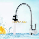 Flexible chrome & black brass kitchen mixer faucet with spray head