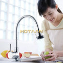 Flexible chrome & black brass kitchen mixer faucet with spray head