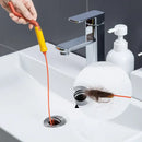 Flexible orange & yellow drain cleaner brush kitchen clog remover