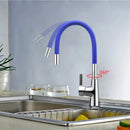Flexible red silica gel nose kitchen faucet with chrome handle