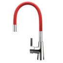 Flexible red silica gel nose kitchen faucet with chrome handle