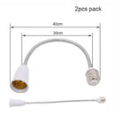 Flexible white & gold e27 base extension adaptor living room lamp accessory