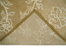 Contemporary Floral 6x8 Brown and Ivory Hand Woven Wool Rug