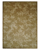 Contemporary Floral 6x8 Brown and Ivory Hand Woven Wool Rug