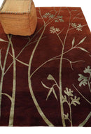 Floral 6x8 Rust and Gold Natural Farmhouse Wool and Silk Hand Woven Rug | HL2