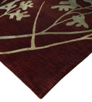Floral 6x8 Rust and Gold Natural Farmhouse Wool and Silk Hand Woven Rug | HL2