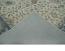 Floral 8x10 Hand Tufted Beige and Blue Modern Oushak Rug