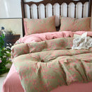 Floral beige & brown jacquard duvet cover set bedroom cotton bedding