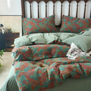 Floral beige & brown jacquard duvet cover set bedroom cotton bedding