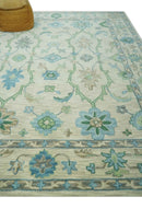 Floral Beige, Gray, Blue and Green Oriental Oushak Hand Tufted 8x10 wool Area rug
