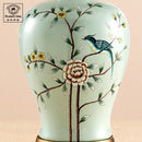 Floral bird ceramic vase table lamp for living room decor