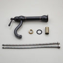 Floral black ceramics sink and brass faucet bathroom basin set