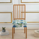 Floral blue and green elastic print chair cover dining room