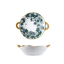 Floral blue & white ceramic double ear ramen soup bowl dining room