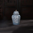 Floral blue & white ceramic ginger jar set – living room decor