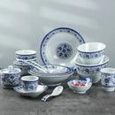 Floral blue & white imitation porcelain dinner set dining room