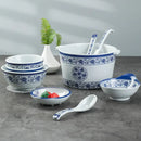 Floral blue & white imitation porcelain dinner set dining room