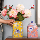 Floral blue white porcelain general jar living room decor