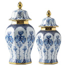 Floral blue & white porcelain general jar vase – living room decor