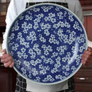Floral blue & white porcelain serving plate dining room tableware