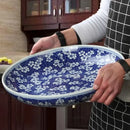 Floral blue & white porcelain serving plate dining room tableware