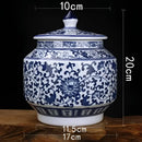 Floral blue & white porcelain storage tank – living room jar