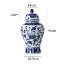 Floral blue & white porcelain tea canister – dining room decor