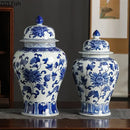 Floral blue & white porcelain tea canister – dining room decor