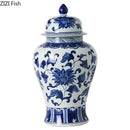 Floral blue & white porcelain tea canister – dining room decor