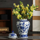 Floral blue & white porcelain tea canister – dining room decor