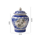 Floral blue & white porcelain tea canister kitchen storage jar