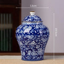 Floral blue & white porcelain tea pot kitchen storage container