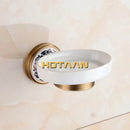 DecorBites™ Brass Soap Holder with Ceramic Dish, Bathroom Soap Basket