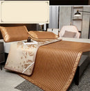 Floral brown woven cooling rattan mat and pillowcase set bedroom bed pad
