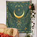 Floral celestial moon phase tapestry bedroom wall decor