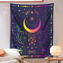 Floral celestial moon phase tapestry bedroom wall decor