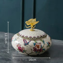 Floral ceramic jewelry box with dragonfly lid bedroom storage jar