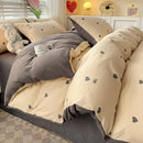 Floral cream and peach double layer cotton quilt cover set bedroom