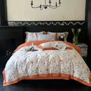 Floral cream & caramel egyptian cotton bedding set bedroom duvet cover