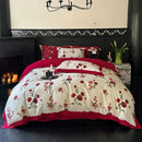 Floral cream & caramel egyptian cotton bedding set bedroom duvet cover