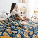 Floral cream double gauze cotton summer blanket bedroom decor