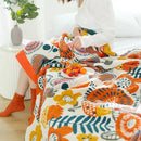 Floral cream double gauze cotton summer blanket bedroom decor