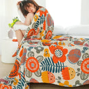 Floral cream double gauze cotton summer blanket bedroom decor