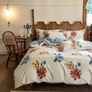 Floral cream egyptian cotton bedding sets bedroom print duvet cover