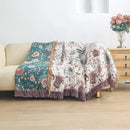 Floral cream jacquard cotton gauze sofa cover living room throw