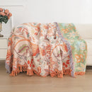 Floral cream jacquard cotton gauze sofa cover living room throw