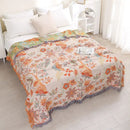 Floral cream jacquard cotton gauze sofa cover living room throw