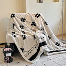 Floral cream jacquard lamb wool blanket living room throw